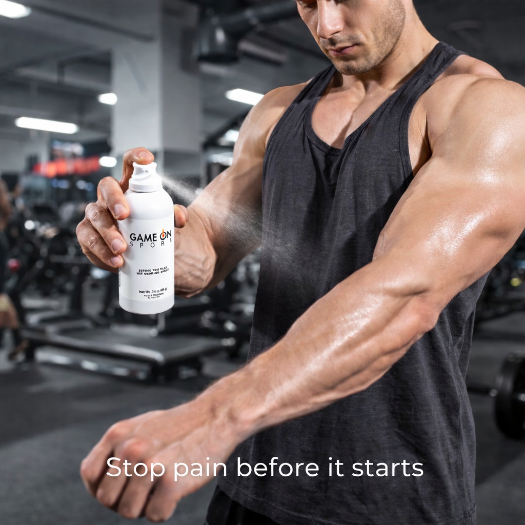 Game On Sport is warm up spray for the gym rat who wants to bring his A-game to the gym every time. Maximizing his output even during his off days. 